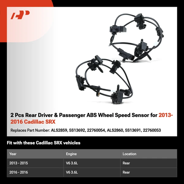 2 Pcs Rear Driver & Passenger ABS Wheel Speed Sensor for 2013-2016 Cadillac SRX