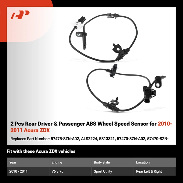 2 Pcs Rear Driver & Passenger ABS Wheel Speed Sensor for 2010-2011 Acura ZDX