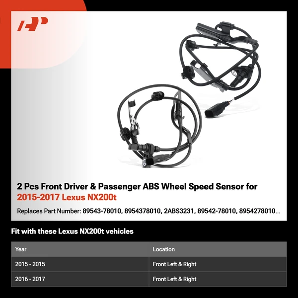 2 Pcs Front Driver & Passenger ABS Wheel Speed Sensor for 2015-2017 Lexus NX200t