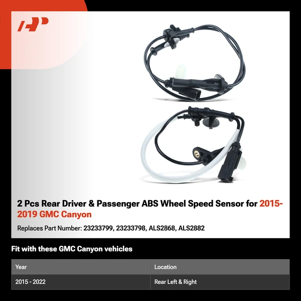2 Pcs Rear Driver & Passenger ABS Wheel Speed Sensor for 2015-2019 GMC Canyon