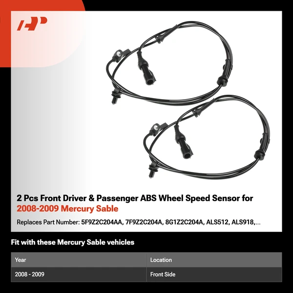 2 Pcs Front Driver & Passenger ABS Wheel Speed Sensor for 2008-2009 Mercury Sable