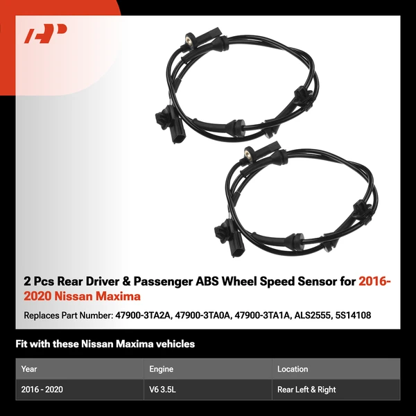 2 Pcs Rear Driver & Passenger ABS Wheel Speed Sensor for 2016-2020 Nissan Maxima