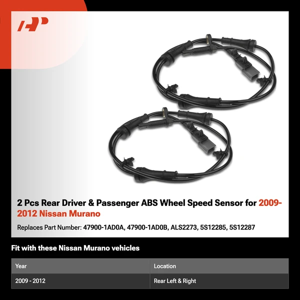 2 Pcs Rear Driver & Passenger ABS Wheel Speed Sensor for 2009-2012 Nissan Murano