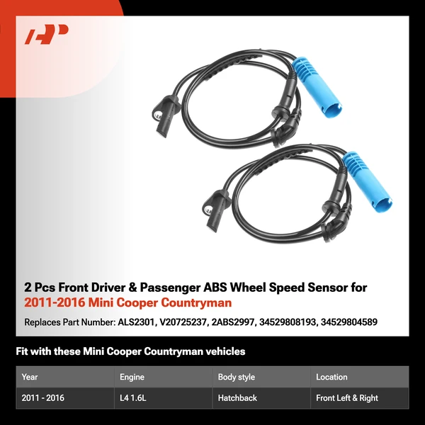 2 Pcs Front Driver & Passenger ABS Wheel Speed Sensor for 2011-2016 Mini Cooper Countryman