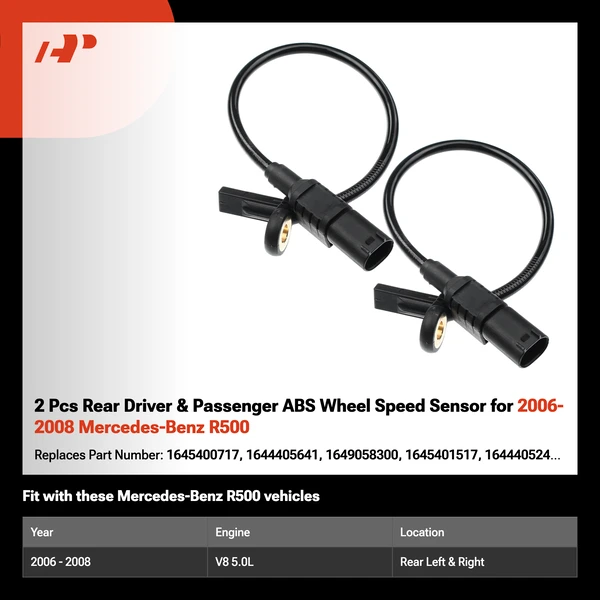 2 Pcs Rear Driver & Passenger ABS Wheel Speed Sensor for 2006-2008 Mercedes-Benz R500