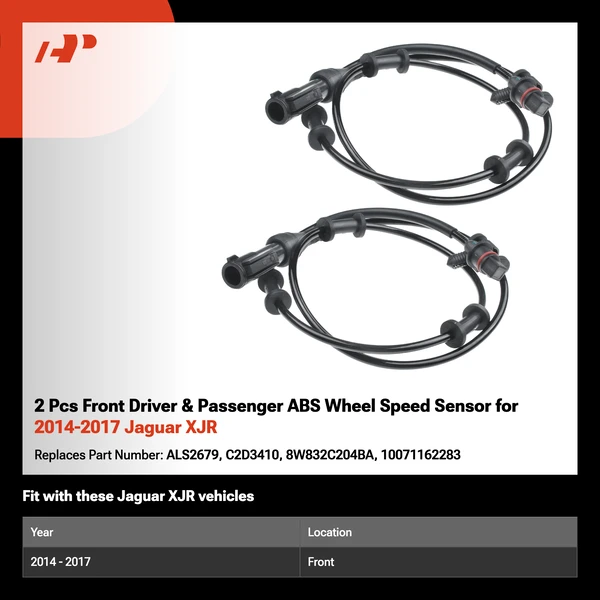 2 Pcs Front Driver & Passenger ABS Wheel Speed Sensor for 2014-2017 Jaguar XJR