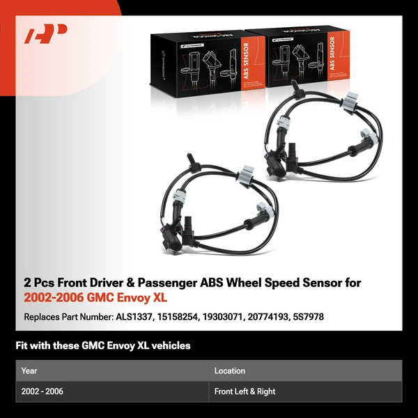 2 Pcs Front Driver & Passenger ABS Wheel Speed Sensor for 2002-2006 GMC Envoy XL