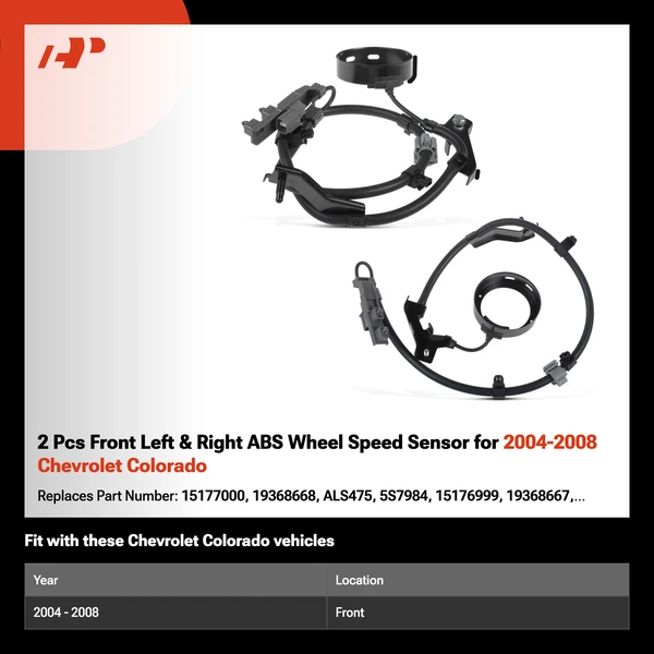 2 Pcs Front Left & Right ABS Wheel Speed Sensor for 2004-2008 Chevrolet Colorado