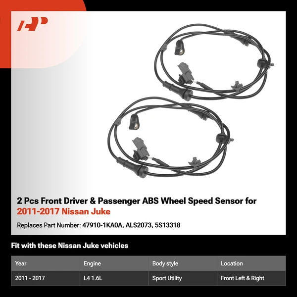 2 Pcs Front Driver & Passenger ABS Wheel Speed Sensor for 2011-2017 Nissan Juke