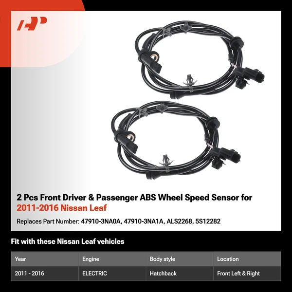 2 Pcs Front Driver & Passenger ABS Wheel Speed Sensor for 2011-2016 Nissan Leaf