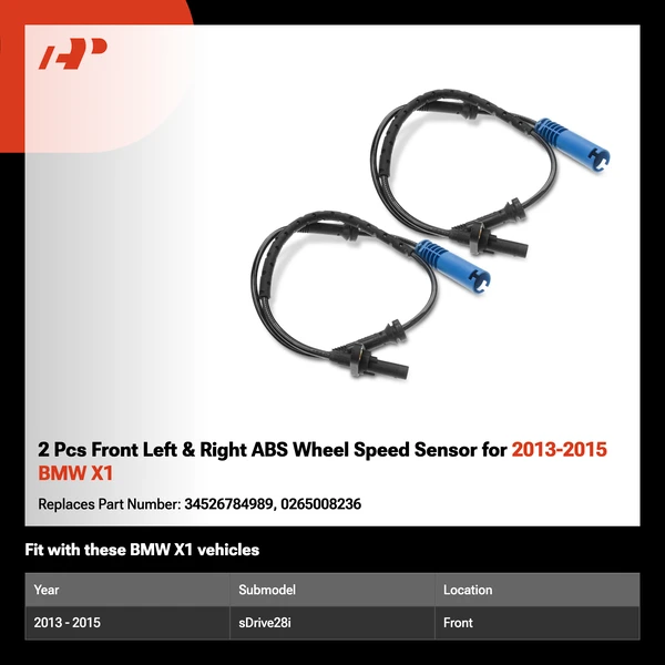 2 Pcs Front Left & Right ABS Wheel Speed Sensor for 2013-2015 BMW X1