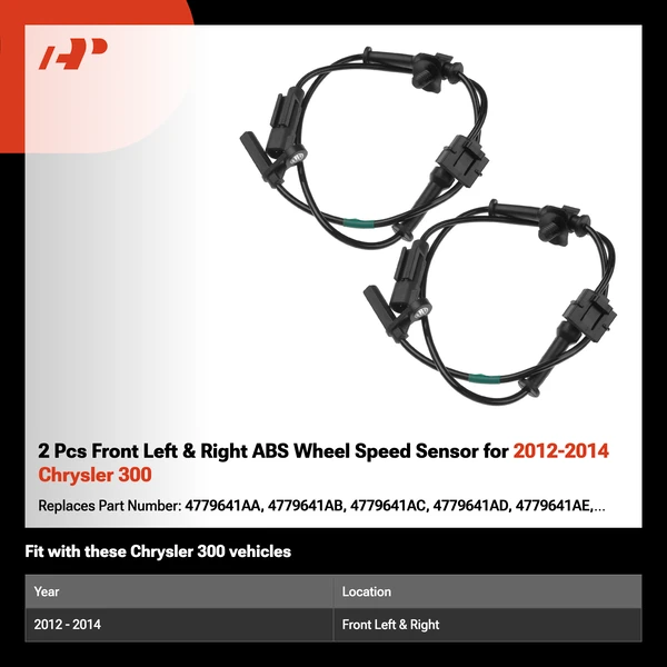 2 Pcs Front Left & Right ABS Wheel Speed Sensor for 2012-2014 Chrysler 300