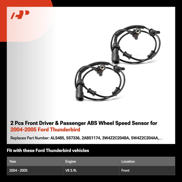 2 Pcs Front Driver & Passenger ABS Wheel Speed Sensor for 2004-2005 Ford Thunderbird