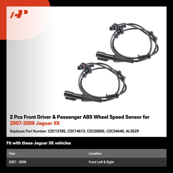 2 Pcs Front Driver & Passenger ABS Wheel Speed Sensor for 2007-2008 Jaguar XK