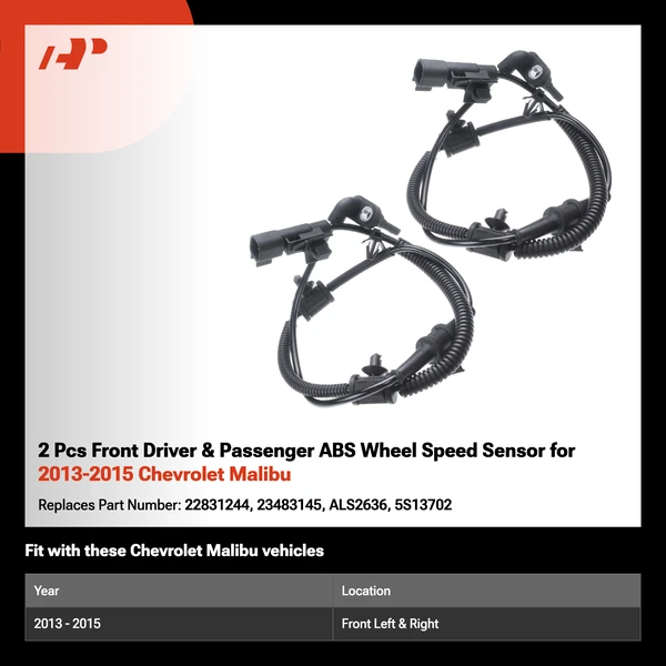 2 Pcs Front Driver & Passenger ABS Wheel Speed Sensor for 2013-2015 Chevrolet Malibu