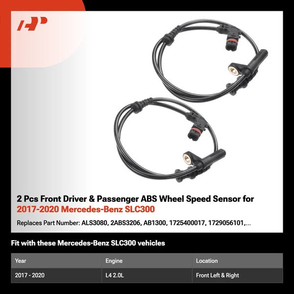 2 Pcs Front Driver & Passenger ABS Wheel Speed Sensor for 2017-2020 Mercedes-Benz SLC300
