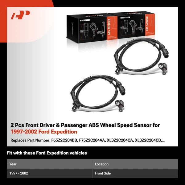 2 Pcs Front Driver & Passenger ABS Wheel Speed Sensor for 1997-2002 Ford Expedition