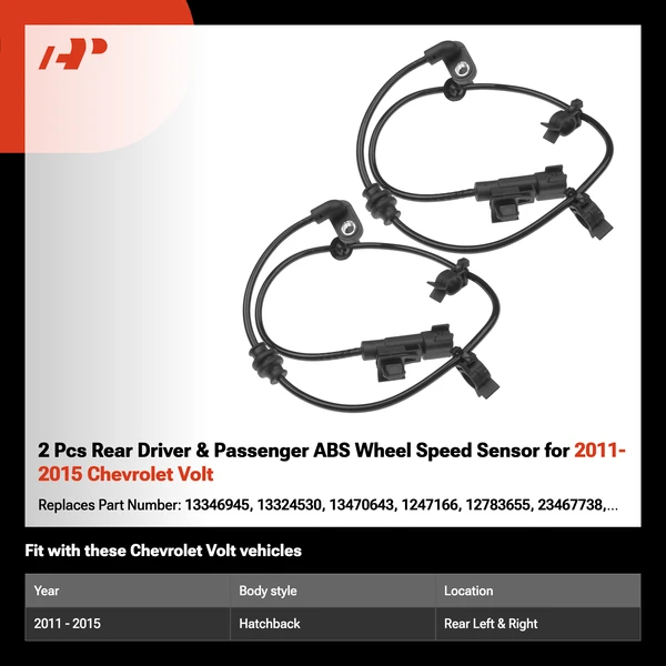 2 Pcs Rear Driver & Passenger ABS Wheel Speed Sensor for 2011-2015 Chevrolet Volt