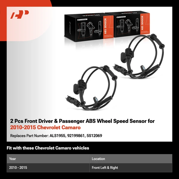 2 Pcs Front Driver & Passenger ABS Wheel Speed Sensor for 2010-2015 Chevrolet Camaro