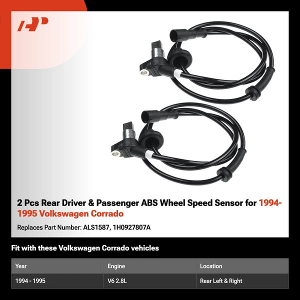 2 Pcs Rear Driver & Passenger ABS Wheel Speed Sensor for 1994-1995 Volkswagen Corrado