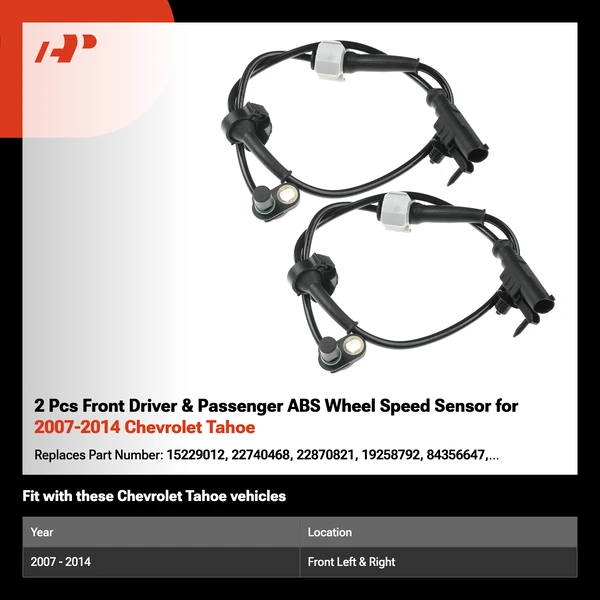 2 Pcs Front Driver & Passenger ABS Wheel Speed Sensor for 2007-2014 Chevrolet Tahoe