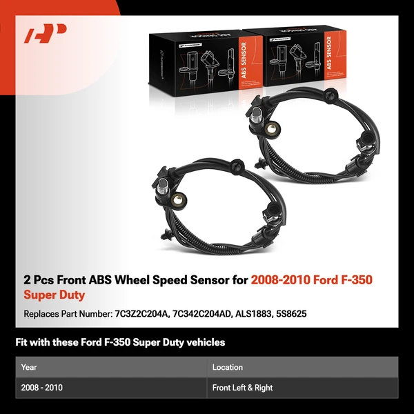 2 Pcs Front ABS Wheel Speed Sensor for 2008-2010 Ford F-350 Super Duty