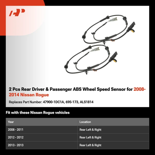 2 Pcs Rear Driver & Passenger ABS Wheel Speed Sensor for 2008-2014 Nissan Rogue