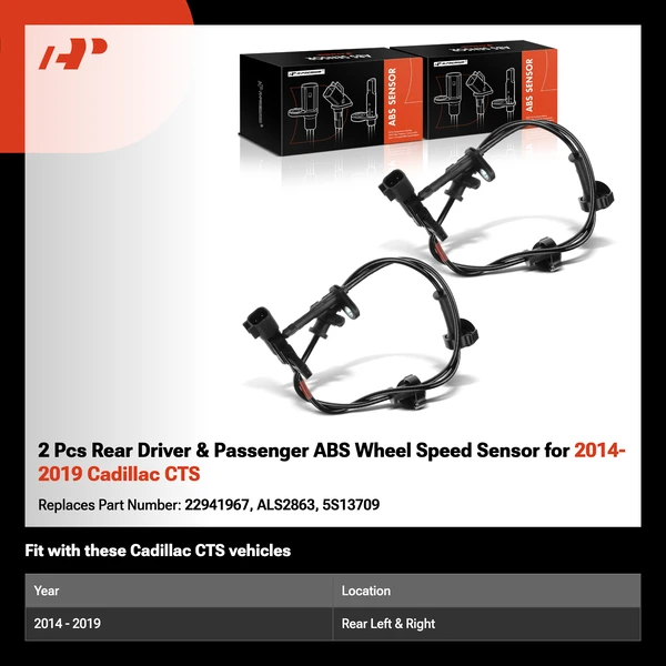 2 Pcs Rear Driver & Passenger ABS Wheel Speed Sensor for 2014-2019 Cadillac CTS