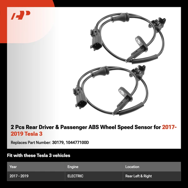 2 Pcs Rear Driver & Passenger ABS Wheel Speed Sensor for 2017-2019 Tesla 3
