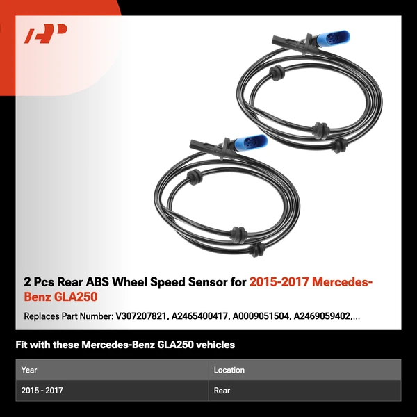 2 Pcs Rear ABS Wheel Speed Sensor for 2015-2017 Mercedes-Benz GLA250