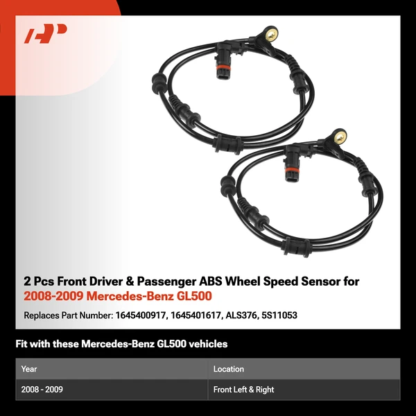 2 Pcs Front Driver & Passenger ABS Wheel Speed Sensor for 2008-2009 Mercedes-Benz GL500