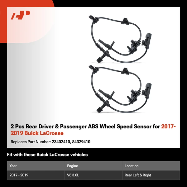 2 Pcs Rear Driver & Passenger ABS Wheel Speed Sensor for 2017-2019 Buick LaCrosse