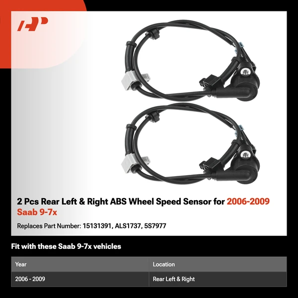 2 Pcs Rear Left & Right ABS Wheel Speed Sensor for 2006-2009 Saab 9-7x