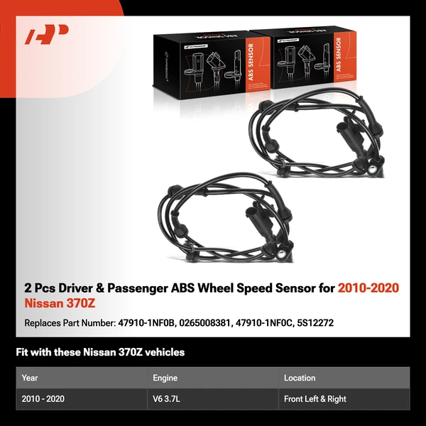 2 Pcs Driver & Passenger ABS Wheel Speed Sensor for 2010-2020 Nissan 370Z