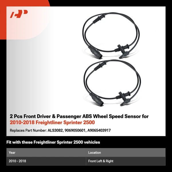 2 Pcs Front Driver & Passenger ABS Wheel Speed Sensor for 2010-2018 Freightliner Sprinter 2500