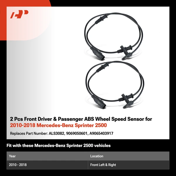 2 Pcs Front Driver & Passenger ABS Wheel Speed Sensor for 2010-2018 Mercedes-Benz Sprinter 2500