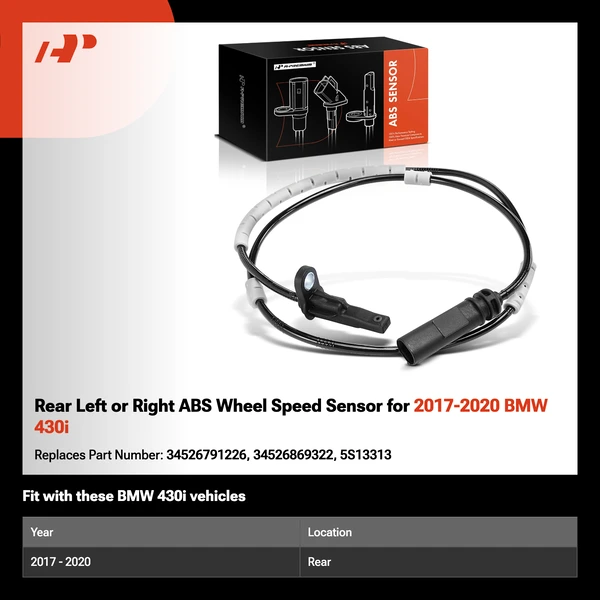 Rear Left or Right ABS Wheel Speed Sensor for 2017-2020 BMW 430i