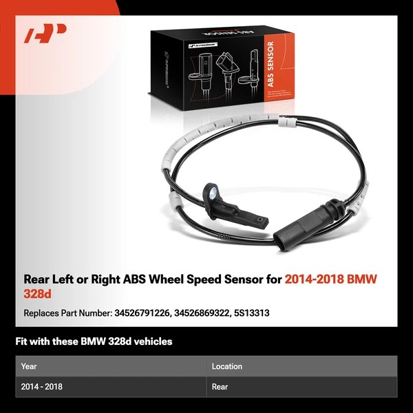 Rear Left or Right ABS Wheel Speed Sensor for 2014-2018 BMW 328d