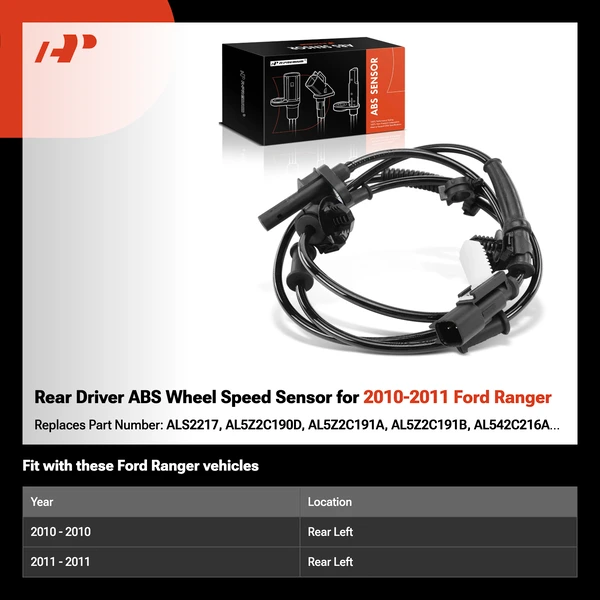 Rear Driver ABS Wheel Speed Sensor for 2010-2011 Ford Ranger