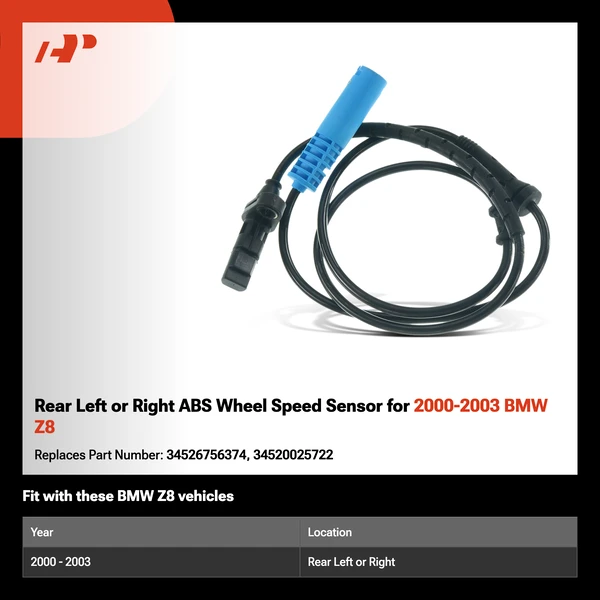 Rear Left or Right ABS Wheel Speed Sensor for 2000-2003 BMW Z8