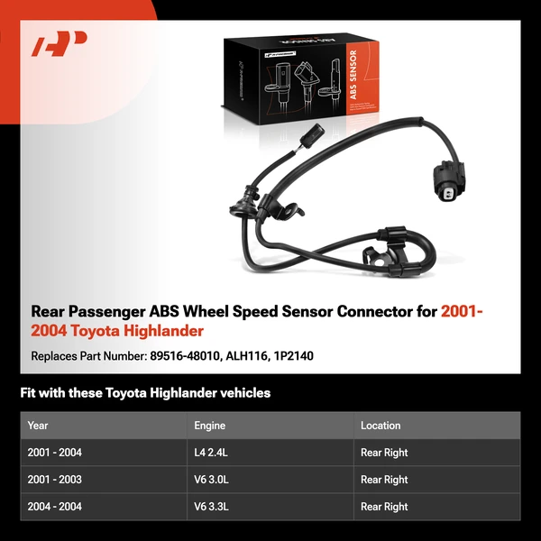 Rear Passenger ABS Wheel Speed Sensor Connector for 2001-2004 Toyota Highlander