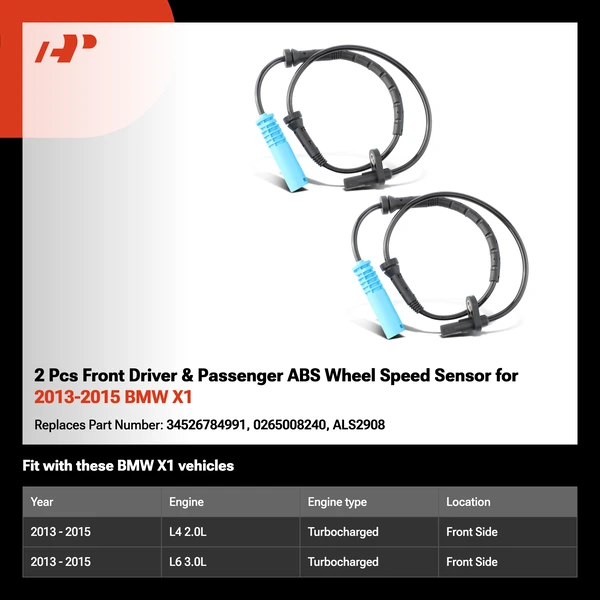 2 Pcs Front Driver & Passenger ABS Wheel Speed Sensor for 2013-2015 BMW X1