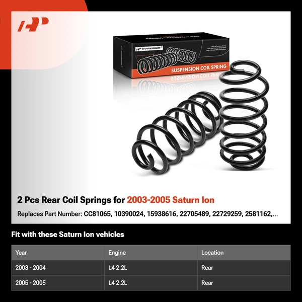 2 Pcs Rear Coil Springs for 2003-2005 Saturn Ion