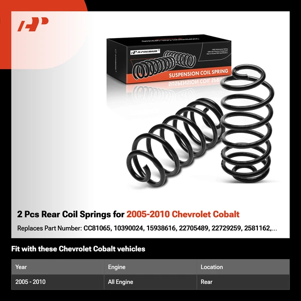 2 Pcs Rear Coil Springs for 2005-2010 Chevrolet Cobalt
