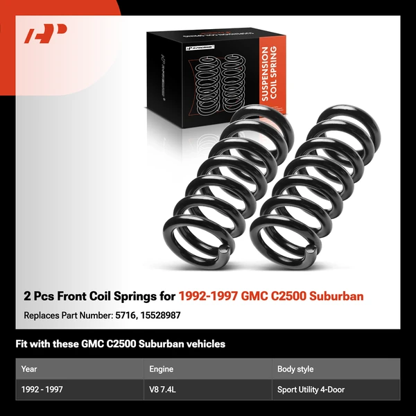 2 Pcs Front Coil Springs for 1992-1997 GMC C2500 Suburban