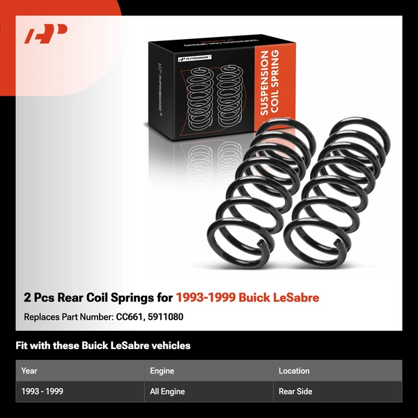 2 Pcs Rear Coil Springs for 1993-1999 Buick LeSabre