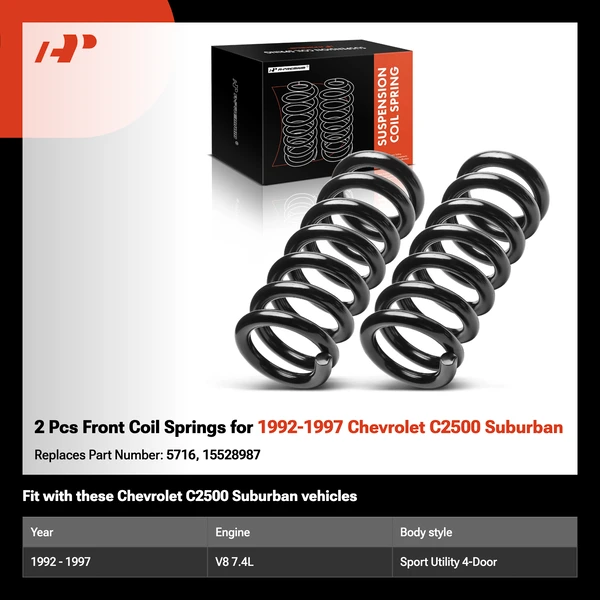 2 Pcs Front Coil Springs for 1992-1997 Chevrolet C2500 Suburban