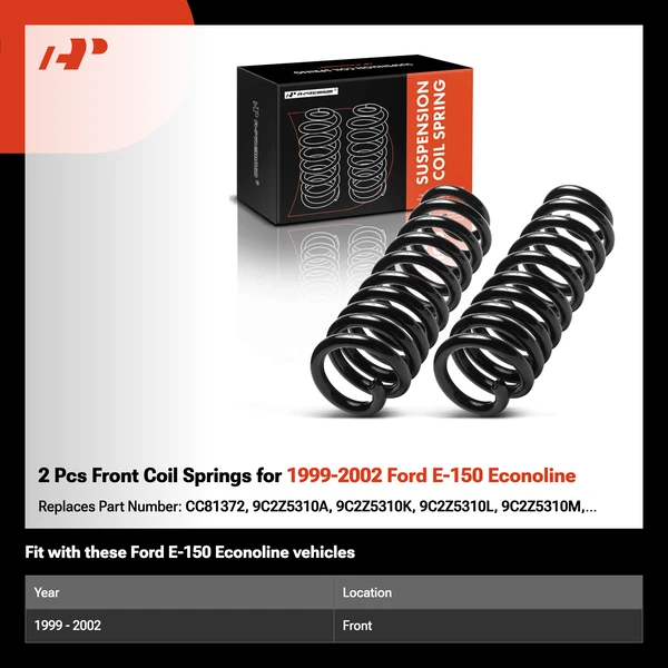 2 Pcs Front Coil Springs for 1999-2002 Ford E-150 Econoline