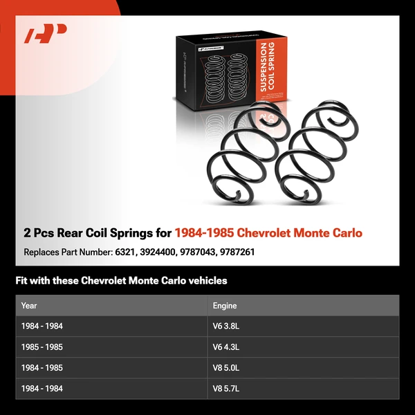 2 Pcs Rear Coil Springs for 1984-1985 Chevrolet Monte Carlo
