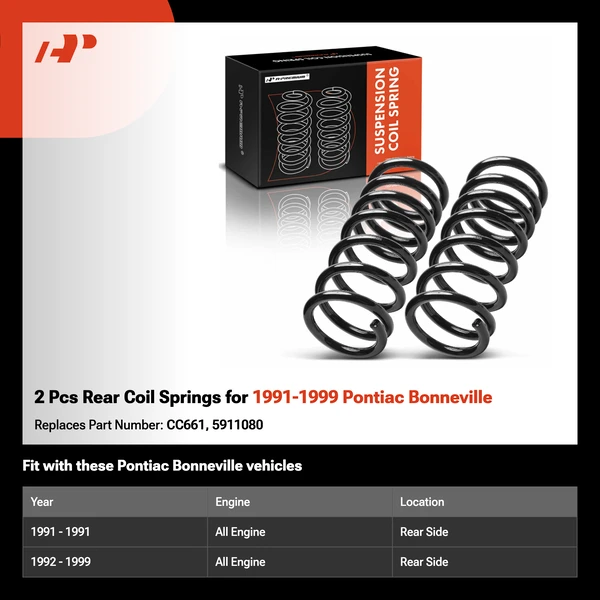 2 Pcs Rear Coil Springs for 1991-1999 Pontiac Bonneville